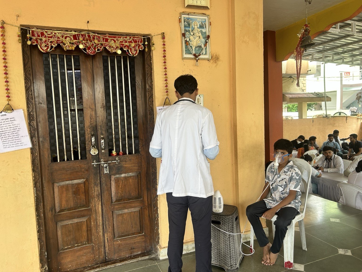 Medical team providing assessment and care at the camp
